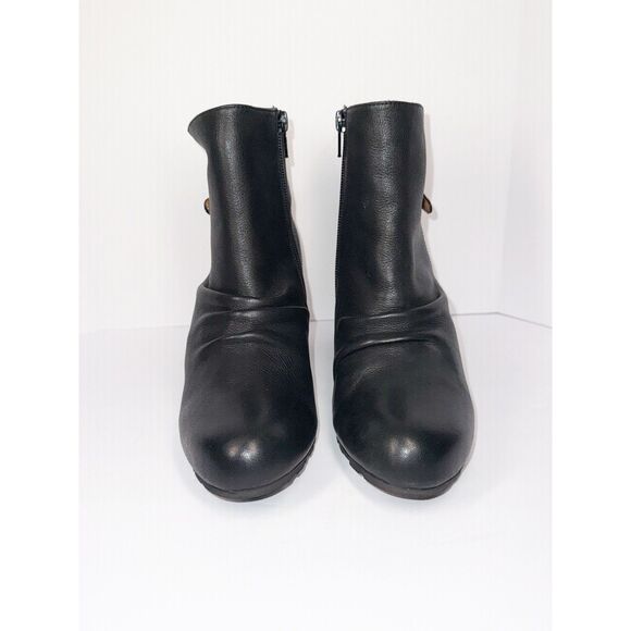 L'Amour Des Pieds Black Leather Ankle Boots Buttery Soft Bootie Buckle Block 6.5 - Picture 4 of 16